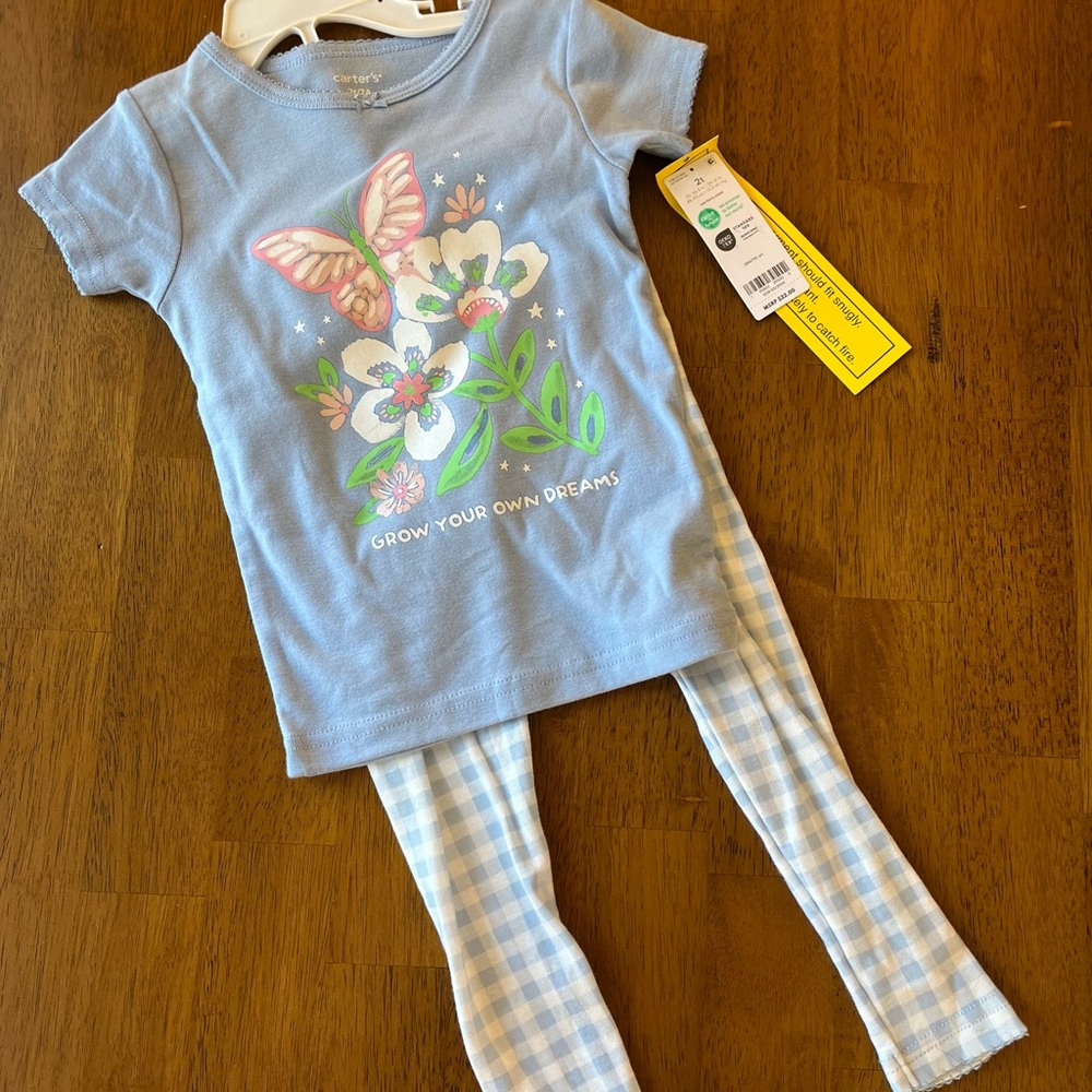 Carter's Blue Kids Pajamas with Butterfly and Floral Design